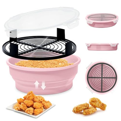 Collapsible Batter Bowl - Breading Bowl Shaker with Lid, Pink - color: Pink