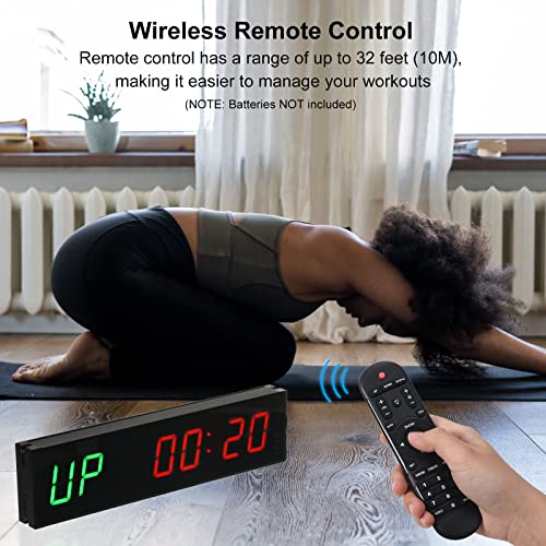 PATIKIL LED Gym Timer Workout Timer Interval Timer Count Down/Up Clock Wall Clock with Remote 11.4" Large Digital Display Timer for Home Garage Fitness