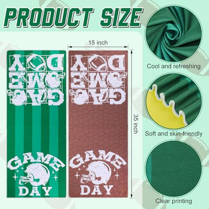 12 Pcs Football Game Day Accessories Football Cooling Towels Ball Team Gift Microfiber Breathable Chilly Towel 35"x15" Sports Soft Ice Towel for Coach Training - style: Football