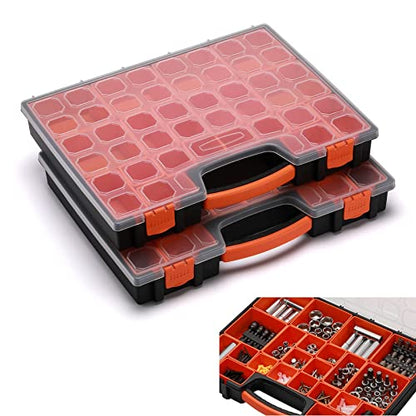 2PCS Multi-Purpose Toolbox, Professional Organizer with 22 Bin Compartments, Box Organizer for Hardware, Screws, Bolts, Nuts, Nails, Tools, Arts - size: 2 PCS Multi-Purpose Toolbox
