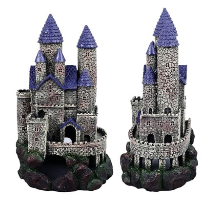 Aquarium Castle Decoration, Resin Aquarium Castle Decoration, Simulated Resin Hideout Cave Fish Tank House Ornament for Freshwater Saltwater