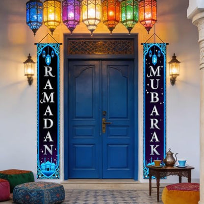 Nuxovilar Ramadan Porch Sign Entrance Banner Set 12x71in Polyester - color: hd13424