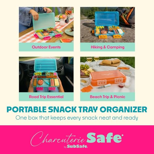 Charcuterie Safe - BPA-Free, Food Safe Charcuterie Board with Lid & Handle - Portable Snack Tray Organizer with Dividers, Mini Containers & Cheese Knife - Dishwasher Safe - Blue - color: Blue Charcuterie Safe