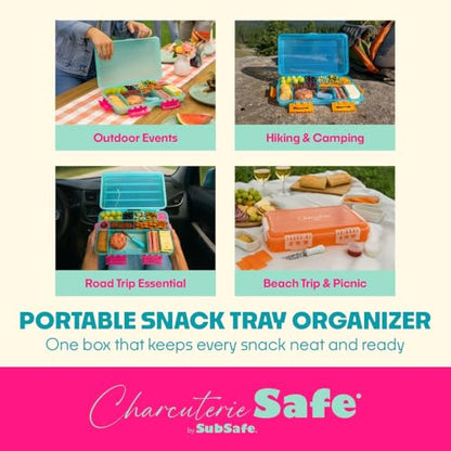 Charcuterie Safe - BPA-Free, Food Safe Charcuterie Board with Lid & Handle - Portable Snack Tray Organizer with Dividers, Mini Containers & Cheese Knife - Dishwasher Safe - Blue - color: Blue Charcuterie Safe