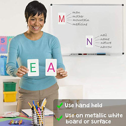 Attractivia Magnetic Big Alphabet ABC Flash Cards - 26 Sturdy Uppercase Large Letters - for Classroom Teachers, Homeschool, ESL, Toddlers 2-4 Years, Kids and Adults - style: Uppercase