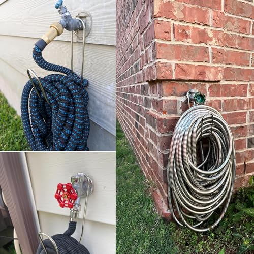 Garden Hose Holder Water Hose Hanger Wall Mounted,304Stainless Steel Solid Hose Hook Holds Up to 50Ft Garden Hose, Expandable Hose, Water Hose(Black Paint 1pcs) - color: Black paint, size: 5.5'' x 1