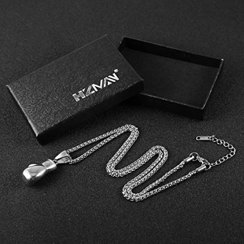 HZMAN Men Women Punk Stainless Steel Boxing Glove Chain Pendant Necklace - color: Silver