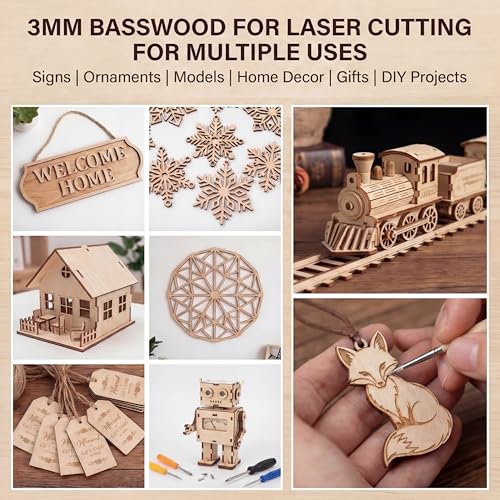 18 Pack Basswood Sheets 1/8" Thickness,Dimension 12"x18" | Unfinished Plywood Smooth,Thickness 3mm Basswood for Laser Cutting,Engraving,Wood Burning,Painting,Model Making,DIY Projects
