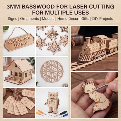 18 Pack Basswood Sheets 1/8" Thickness,Dimension 12"x18" | Unfinished Plywood Smooth,Thickness 3mm Basswood for Laser Cutting,Engraving,Wood Burning,Painting,Model Making,DIY Projects