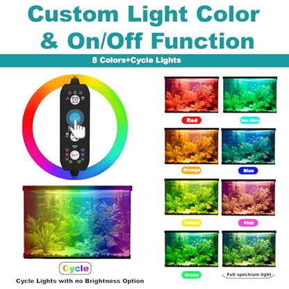 SEAOURA Submersible Aquarium Light for 16 to 27 Inch Fish Tank, 24/7 Cycle Fish Tank Light with Timer, Aquarium Plant Light with Full Spectrum+7 Single Colors, Auto On/Off, Adjustable Brightness - size: 15 Inch length