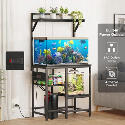 29 Gallon Fish Tank Stand for Standard & Breeder Tanks | Fits 20 & 29 Gal Long, Tall & Breeder Tanks for Aquarium, Reptile Terrarium & Turtle Tank, Top Shelf, 30.7"L x 15.3"W, Black - size: 20-29 Gallon