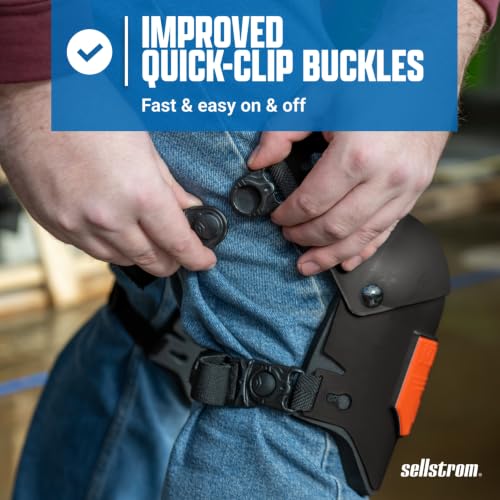 Sellstrom Ultra Flex KneePro Hybrid Professional Knee Pads for Men & Women with Built-in Gel Pack & Foam Cushioning & Heavy Duty Hard Outer Shell - Adjustable Straps with Quick-Clips & Ergonomic Metal Hinges - for Construction Work, Gardening, Roofing, Fl