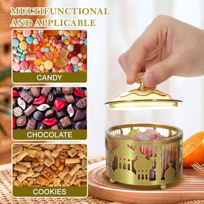 EXCEART Holiday Serving Platter Middle East Snack Tray with Cover for Eid Treats Nuts Dried Fruits Party Tea Dish Home Celebrations