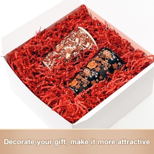 Wowxyz 1 LB Crinkle Cut Paper Shred Red Crinkle Shredded Paper for Gift Baskets - Gift Box Bag Filler - Confetti Stuffing for Birthday, Holiday Present Packaging Wrapping - color: Red