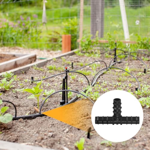 M METERXITY 10-Pack Drip Irrigation Barbed Fittings, for 3/8 Inch Tees Tubing Connector Plastic Coupling Irrigation Parts for Garden/Greenhouse/Aquarium/Flower Pot, Drip Pipe Accessories - style: 3-Way