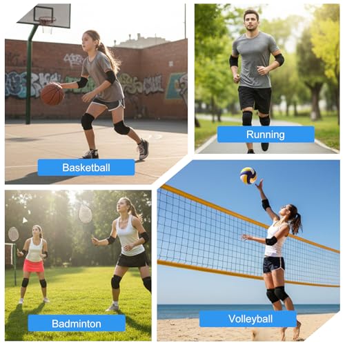 4 Pcs Volleyball Knee Pads and Volleyball Elbow Pads Set, Arm and Knee Pad Protection Set for Sports(Medium)