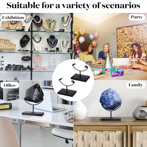 Marsui Large Rock Display Stand Slab Stands Crystal Holders Metal One Arm Two Prong Display Easel Holder for Plate Slab Slice Fossil Flat Minerals Crystals(4.72 x 3.54 x 5.51 Inches,Black) - size: 4.72 x 3.54 x 5.51 Inches