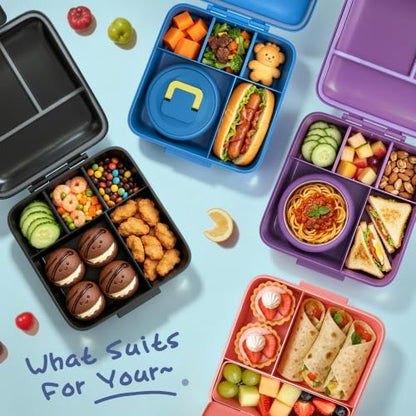JXXM Bento Lunch Box for Kids With 8oz Soup thermo,Leak-proof Lunch Containers with 5 Compartment,thermo Food Jar and Lunch Bag, Food Containers for School (A-Blue(Dinosaur)) - color: A-Blue(Dinosaur)