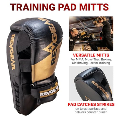 Revgear Phoenix Boxing Mitts and Pads Pair (All in One - Target & Glove) - Ideal Boxing Equipment for Men, Women, Kids - Perfect for MMA, Muay Thai, Kickboxing, Sparring, and Boxeo Training