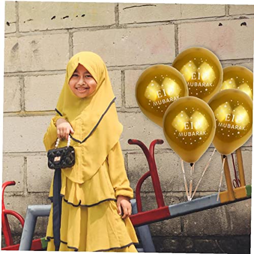 Eid Mubarak Balloons 10pcs Happy Eid Gold Latex Balloons Muslim Festival Decoration Supplies
