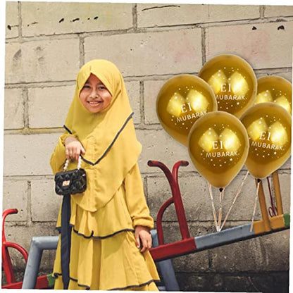 Eid Mubarak Balloons 10pcs Happy Eid Gold Latex Balloons Muslim Festival Decoration Supplies