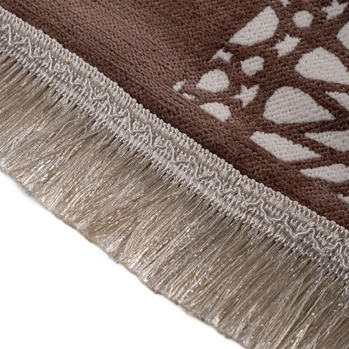 Modefa Turkish Islamic Prayer Mat - Chenille with Foam and Carrying Bag - Intricate Praying Rug Ramadan Eid Gift - Traditional Muslim Janamaz Seccade for Men Women - Mustaqim (Mink) - color: Mink