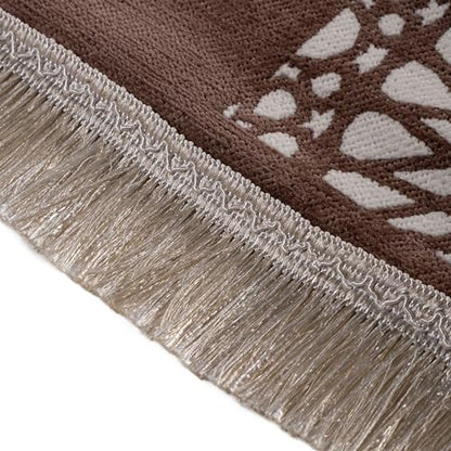 Modefa Turkish Islamic Prayer Mat - Chenille with Foam and Carrying Bag - Intricate Praying Rug Ramadan Eid Gift - Traditional Muslim Janamaz Seccade for Men Women - Mustaqim (Mink) - color: Mink