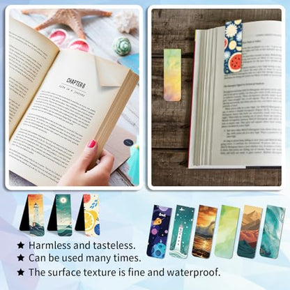 48 Pieces Magnetic Bookmarks Magnet Page Markers – Cute Magnet Bookmark Clips with Storage Boxes – Bookmarks for Reading Women & Men – Christmas Gifts & Teacher Gifts - size: 48, style: Unique Style