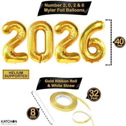 KatchOn, Pack of 8, 3D Gold Star Garland Decorations | Star Hanging Decorations for New Year Decor 2026 with New Years Eve Party Supplies| 2026 Balloons Gold | Happy New Years Decorations 2026