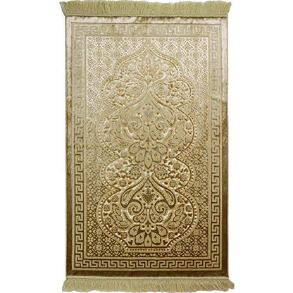 Modefa Luxury Velvet Plush Muslim Prayer Rug - Paisley (Golden Yellow) - color: Golden Yellow