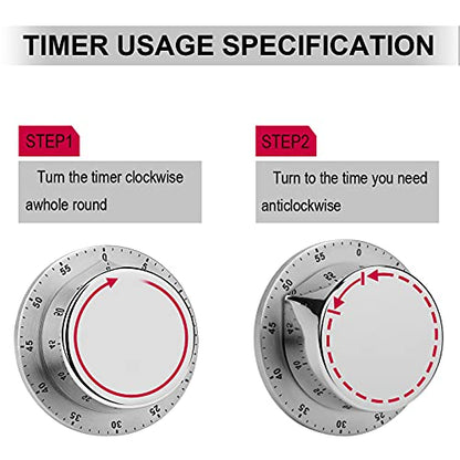 60 Minute Visual Wind Up Timer, Mechanical Kitchen Timer with Magnetic Base & Loud Alarm, Battery-Free Manual Cute Yellow Boxing Chick Countdown Clock for Focus Cooking Studying Gaming Classroom
