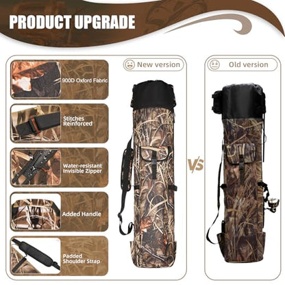 Fishing Rod Bag Fishing Rod Case, Durable Folding 900D Oxford Fabric Portable Large Capacity Waterproof, Fishing Gifts for Men Boys - color: Camouflage