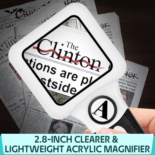 Compact Magnifying Glass with Lights,45X 10X Small Handheld Lighted Magnifier, 3 LED Light Magnifying Glass for Reading Small Prints & Low Vision Seniors Rectangle 1PACK - color: 1 Pack Black Handle&white Frame