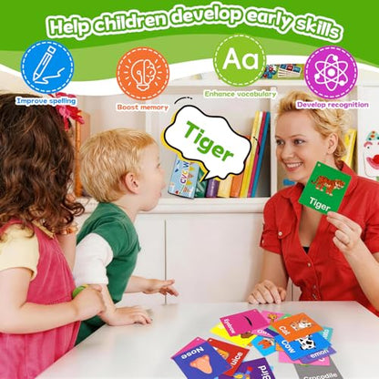 Toddler Learning Flash Cards, 60 PCS Double Sides Flashcards for Alphabets, Numbers, Colors, Shapes, Sight Words, Baby Cognitive Flashcards for Kids, Preschool Kindergarten Learning Activities - style: Cognitive Learning Cards