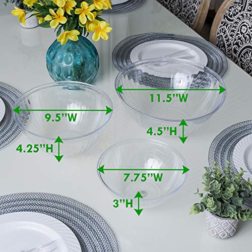 Disposable 48 Ounce Round Crystal Clear Plastic Bowls With Lids 4 Sets - size: 48 OUNCE