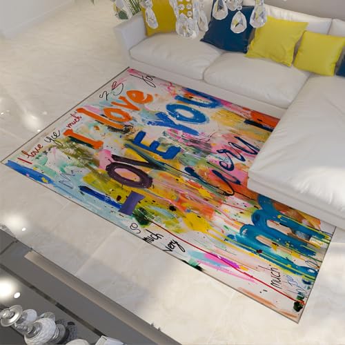 Kids Rug Inspirational Quote Design Non Slip Bold Colorful Graffiti Ideal for High Traffic Areas for Boys & Girls in Playroom 3'3''x5' - size: 3'3''x5'
