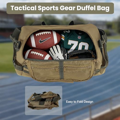 Hannibal Tactical 35L Large Duffle Bag, 3-in-1 Tactical Backpack MOLLE Pack for Sports/Gym/Outdoor, Coyote with Olive - color: Coyote with Olive