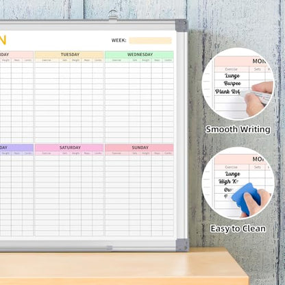 Fitness Tracker Magnetic Whiteboard Workout Plan Dry Erase Board for Wall 24'' x 18'',Hanging Mounted Weekly Fitness Tracker Gym Exercise Tracker Schedules and Checklists - size: Large