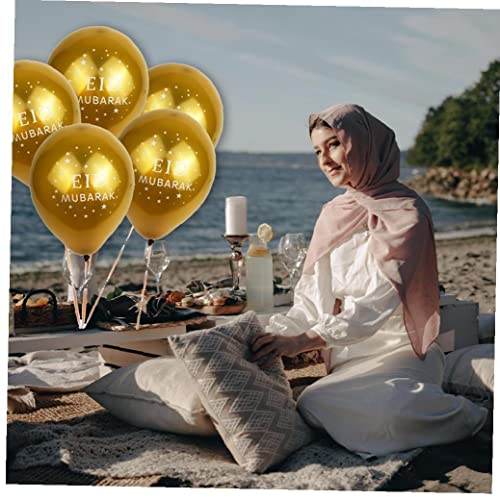 Eid Mubarak Balloons 10pcs Happy Eid Gold Latex Balloons Muslim Festival Decoration Supplies