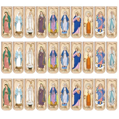 30PCS Magnetic Virgin Mary Bookmarks, Catholic Book Marks Featuring Our Lady of Guadalupe, Our Lady of Fatima, Religious Bible Page Markers Gifts for Women Men, Church Accessories - style: Virgin Mary