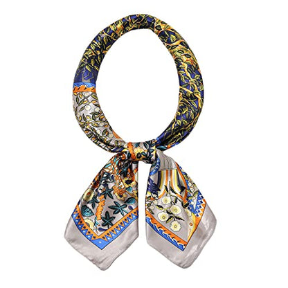 RIIQIICHY Head Scarf for Women Like Silk Satin Scarf for Hair Wrapping at Night Bandana Square Scarf for Sleeping 35 Inch - color: Black/Yellow/White