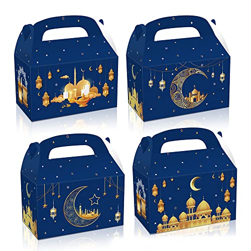 Estivaux 12 Pack Ramadan Candy Box, Eid Gift Bags, Blue Chocolate Treat Box for Party Decorations - color: Style 2