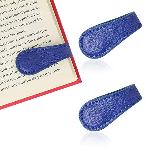 Leather Magnetic Bookmarks for Women Men, Handmade Page Markers for Book Lovers for Reader Writers Authors Poets (2 Pack-Blue) - color: 11-blue