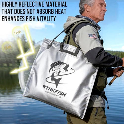 THKFISH Fish Tournament Weigh in Bag for Bass Fishing with Leakproof Zipper | Heavy Duty Live Fish Bags for Caught Fish with Waterproof Zipper and Mesh Liner,Puncture Resistant - color: Silver-25×23in with Net