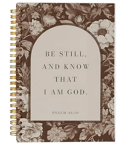Brown Floral Christian Notebook Journal, Be Still and Know That I Am God Bible Verse Notebook, Christian Gifts for Women, Religious Scripture Spiral Journal 5.5x8.3 Inch - color: 29-Christian-notebook