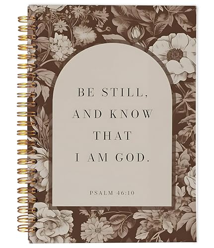 Brown Floral Christian Notebook Journal, Be Still and Know That I Am God Bible Verse Notebook, Christian Gifts for Women, Religious Scripture Spiral Journal 5.5x8.3 Inch - color: 29-Christian-notebook