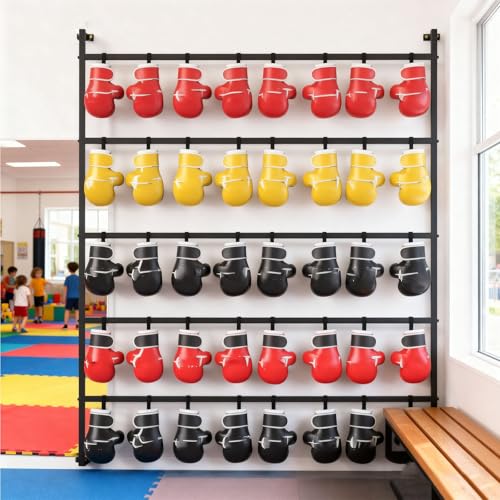 Wall Mounted Boxing Glove Storage Rack, Large Boxing Glove Storage Showshelves Rack Wall Mount Dryer, 5 Tiers, for Gym Home Training Room Shopping Center Taekwondo Gym - size: Holds 20 Pairs