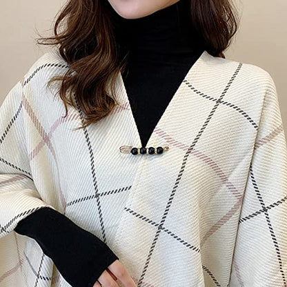 Fancy Rhinestones Pearls Safety Pin Brooch, Pearl Brooch Pins, Sweater Shawl Crystal Clip, for Women Girls Clothing Accessories - size: 4pcs