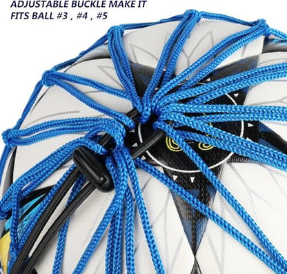 PodiuMax Handle Solo Soccer Kick Trainer with New Ball Locked Net Design, Soccer Ball Bungee Elastic Training Juggling Net (Fits Ball Size 3, 4, 5) - color: Blue