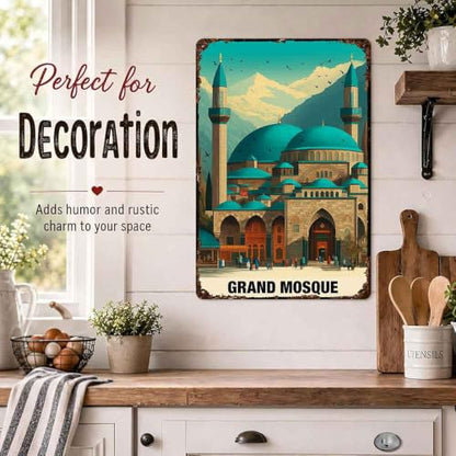 Grand Mosque Vintage Landscape Travel Aluminum Metal Sign 8 x 12 Inch